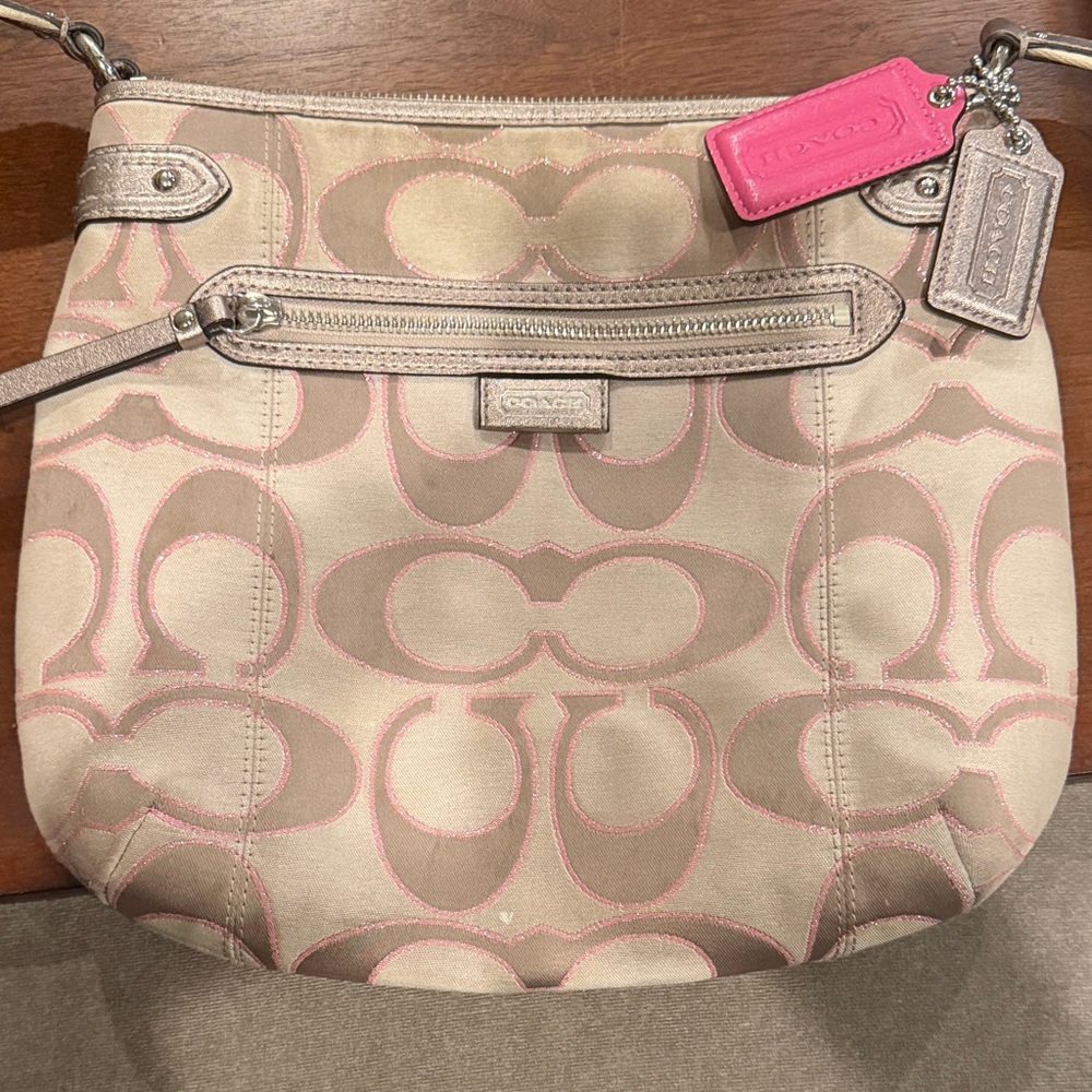 Coach Beige and Pink Crossbody Bag